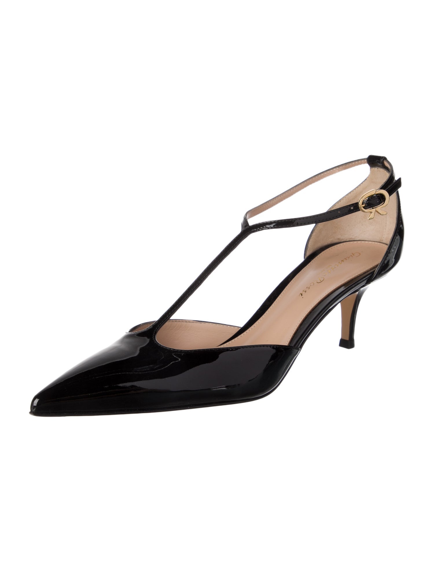 Gianvito Rossi Patent Leather T-Strap Pumps