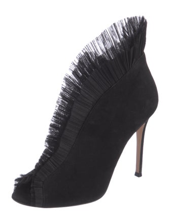 Gianvito Rossi Suede Ruffle Embellishment Pumps