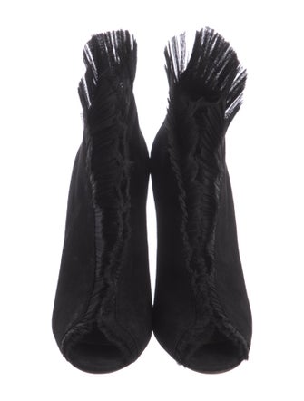 Gianvito Rossi Suede Ruffle Embellishment Pumps