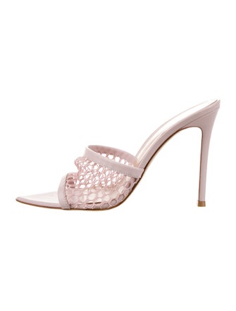Gianvito Rossi Leather Mesh Accents Slides