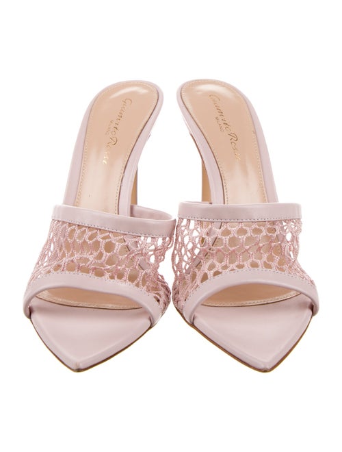 Gianvito Rossi Leather Mesh Accents Slides