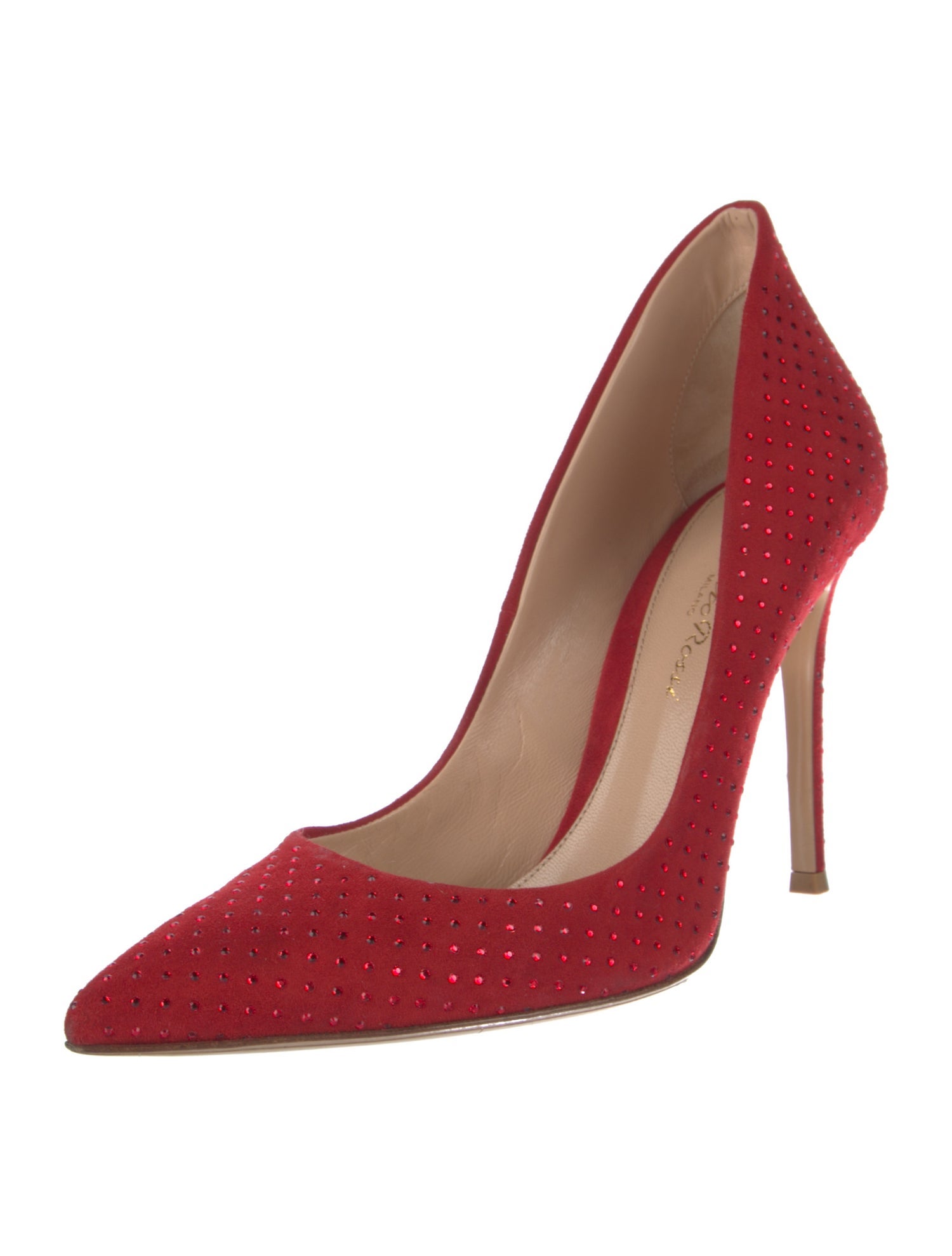 Gianvito Rossi Suede Crystal Embellishments Pumps