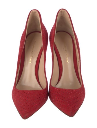 Gianvito Rossi Suede Crystal Embellishments Pumps