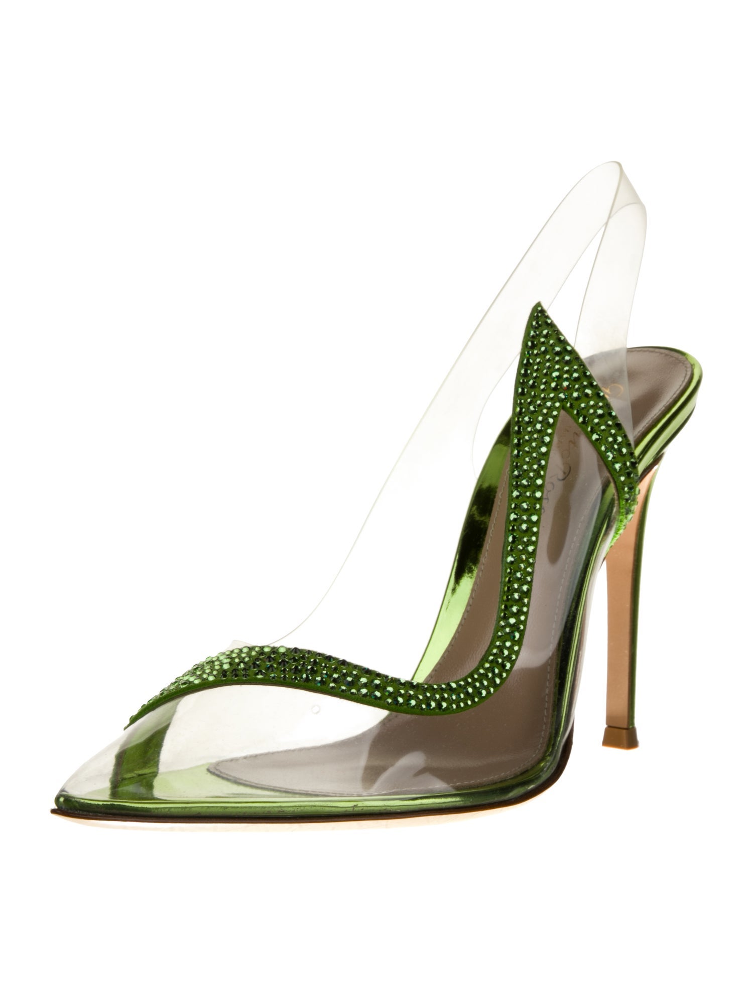Gianvito Rossi PVC Crystal Embellishments Slingback Pumps