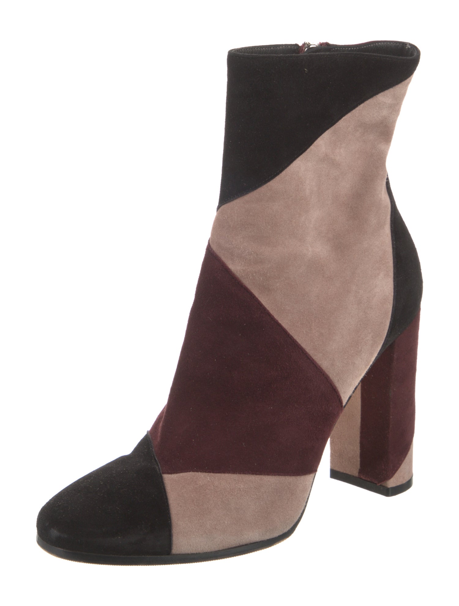 Gianvito Rossi Suede Colorblock Pattern Boots