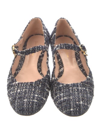 Gianvito Rossi Tweed Pattern Mary Jane Flats