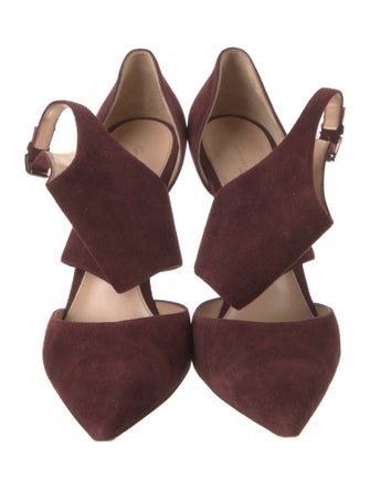 Gianvito Rossi Suede Cutout Accent D'Orsay Pumps