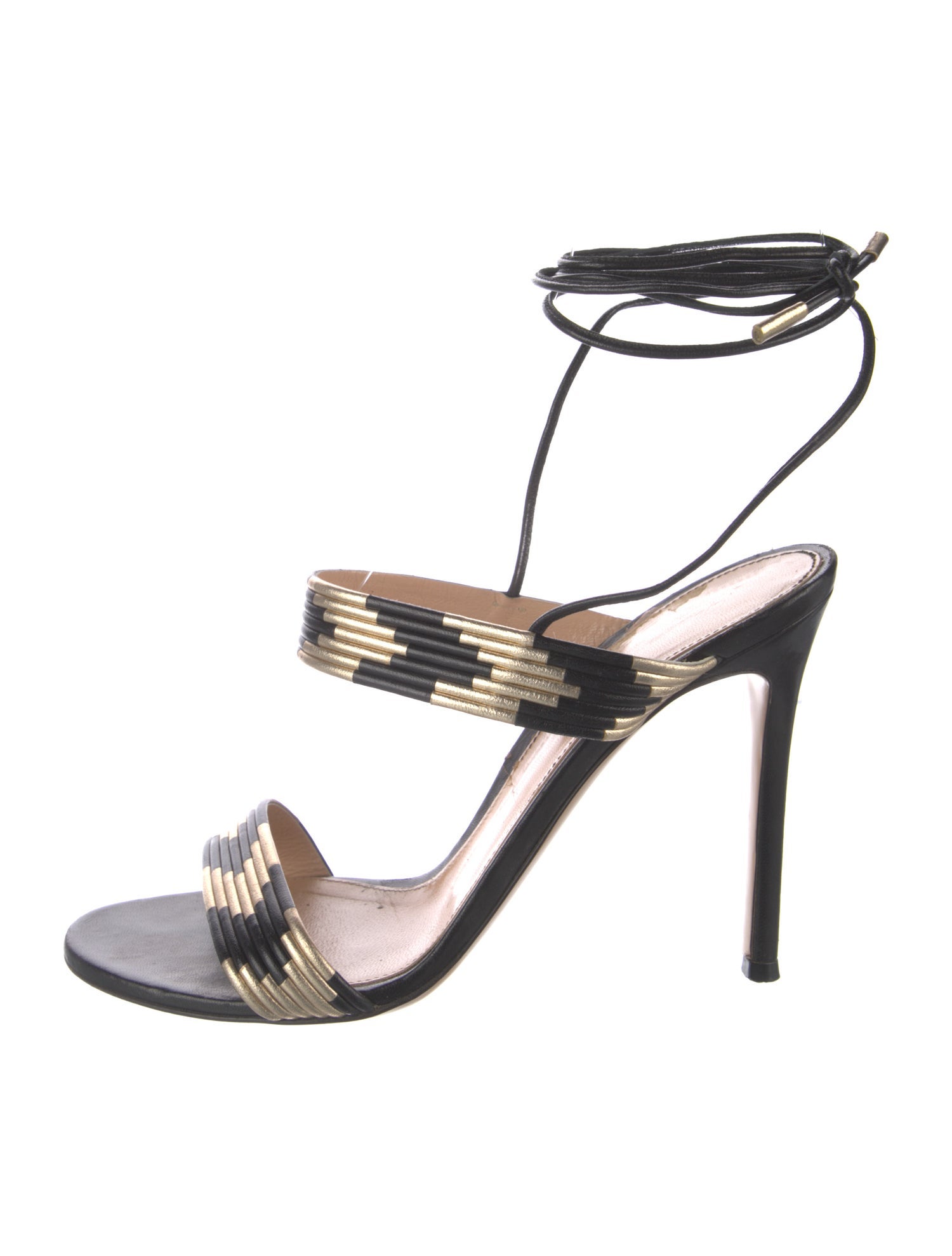 Gianvito Rossi Leather Striped Sandals