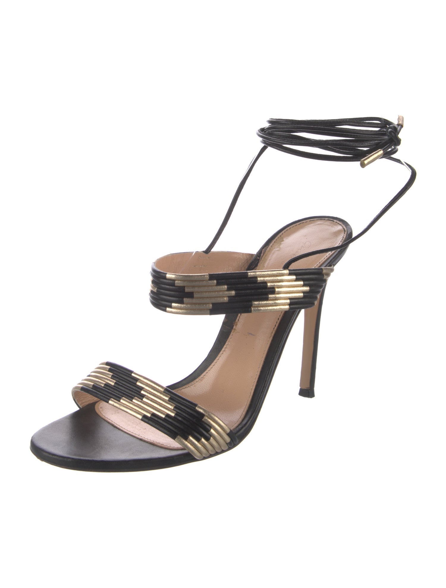 Gianvito Rossi Leather Striped Sandals