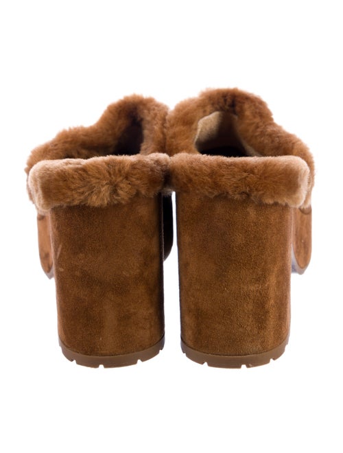 Gianvito Rossi Leather Faux Fur Trim Mules