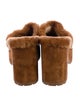 Gianvito Rossi Leather Faux Fur Trim Mules