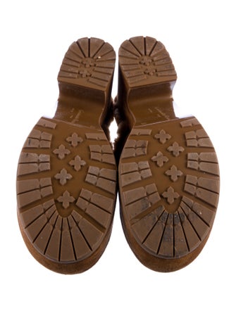 Gianvito Rossi Leather Faux Fur Trim Mules