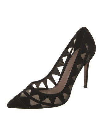 Gianvito Rossi Suede Mesh Accents Pumps