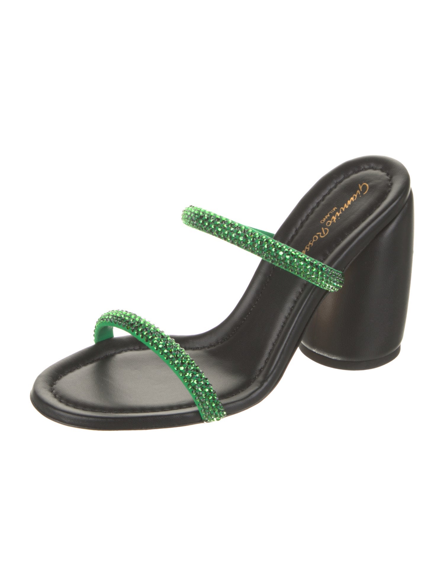 Gianvito Rossi Leather Crystal Embellishments Slides w/ Tags