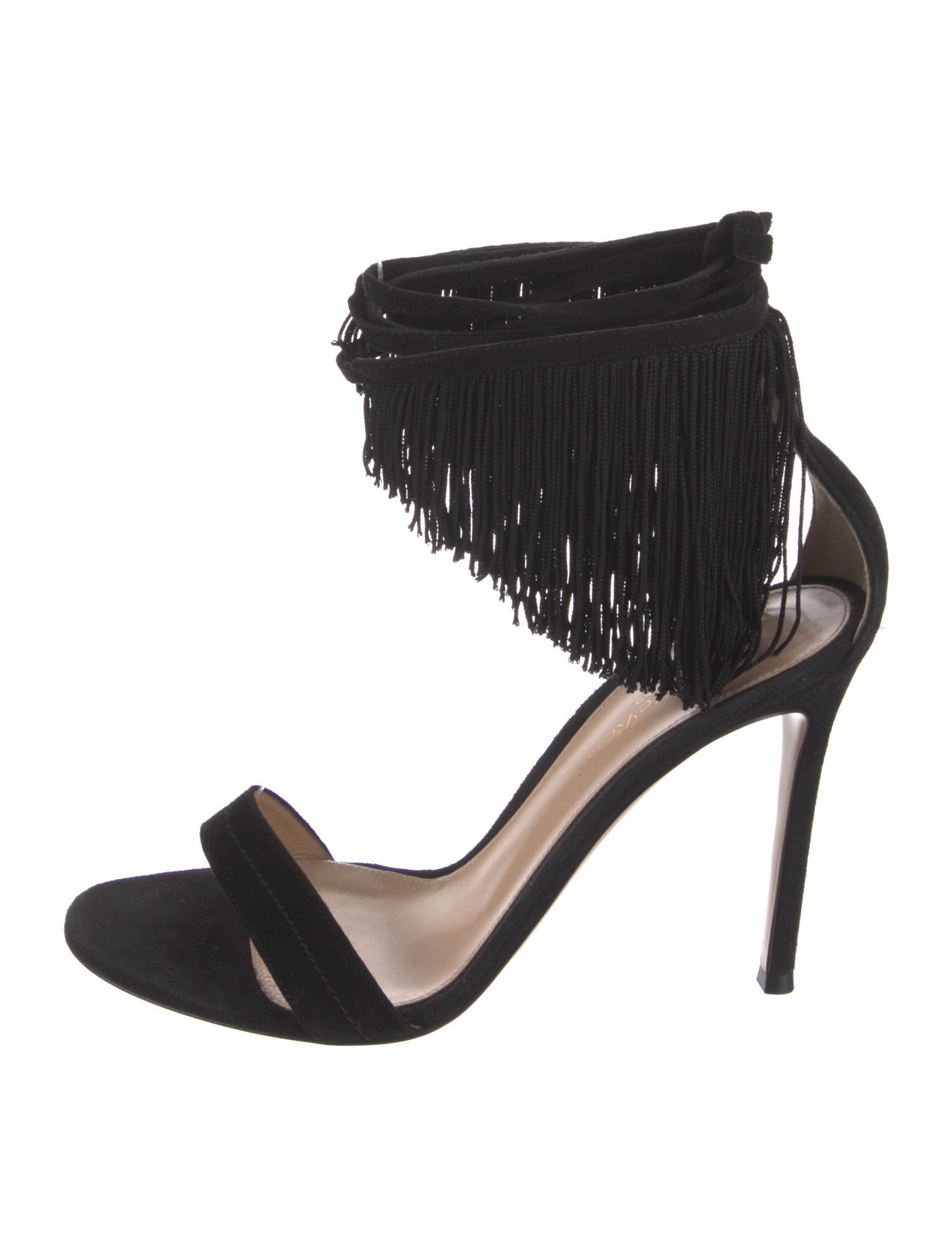 Gianvito Rossi Suede Tassel Accents Sandals