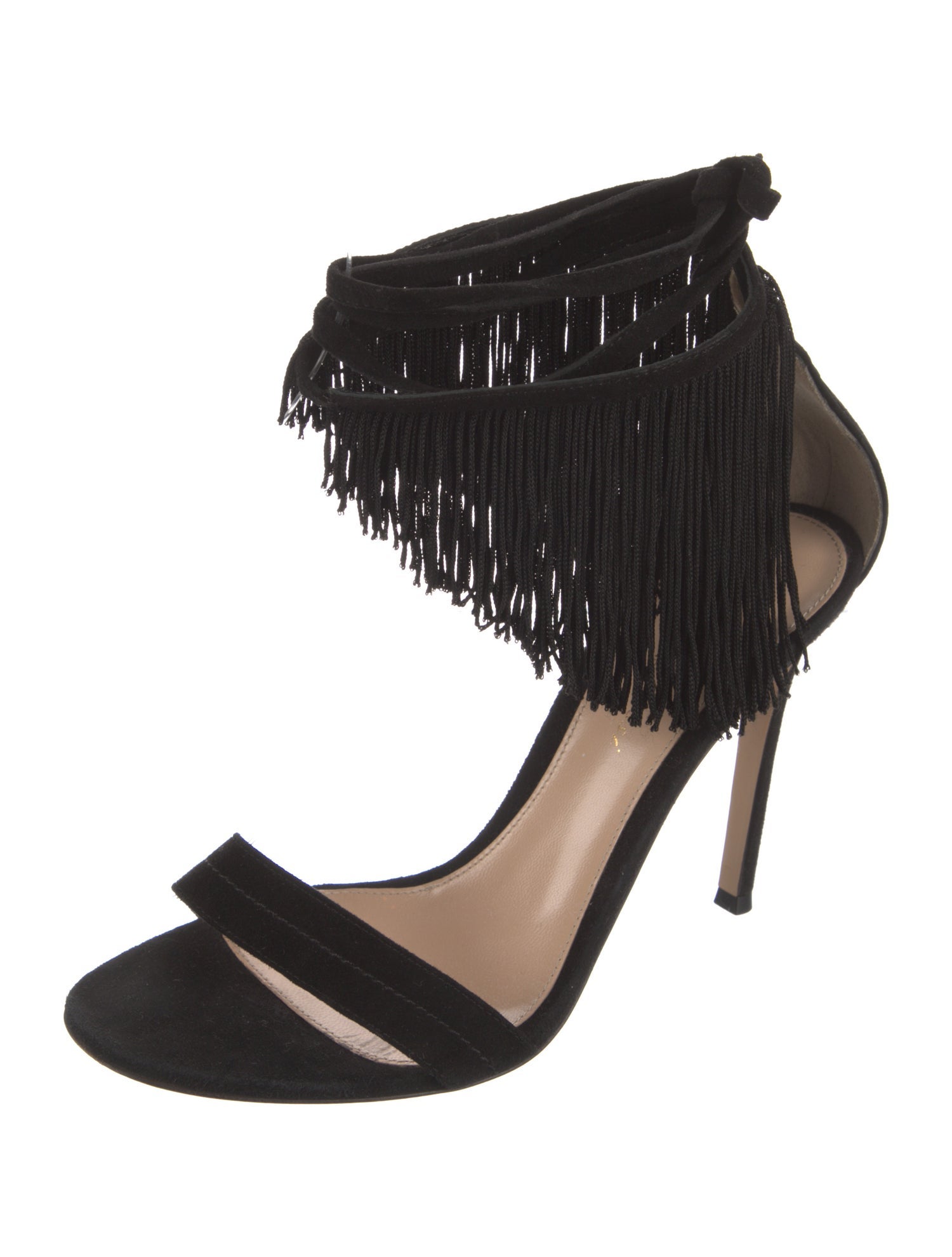 Gianvito Rossi Suede Tassel Accents Sandals