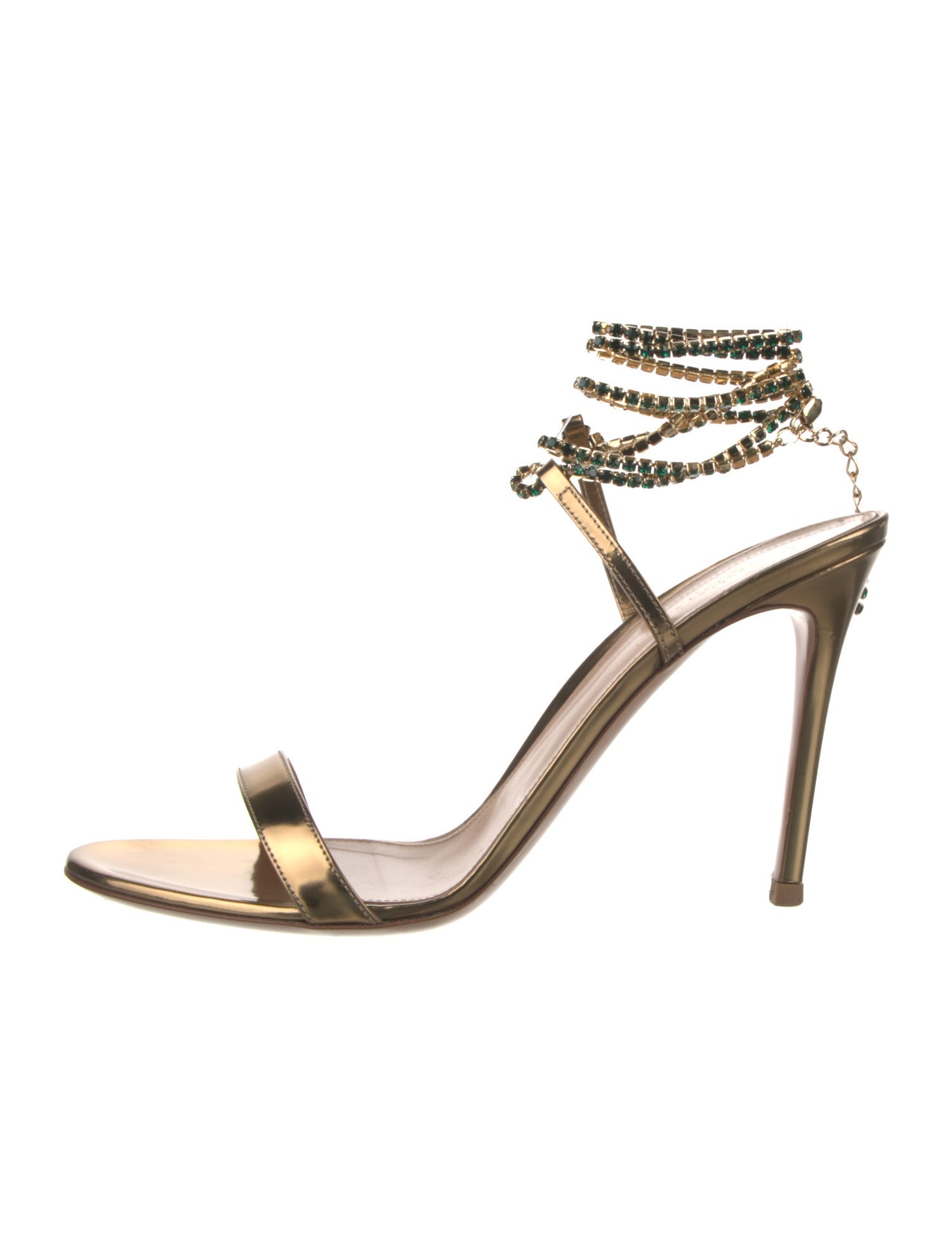 Gianvito Rossi Patent Leather Crystal Embellishments Sandals