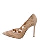 Gianvito Rossi Suede Lace Pattern Pumps
