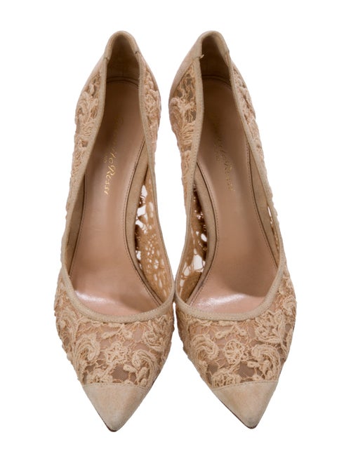 Gianvito Rossi Suede Lace Pattern Pumps