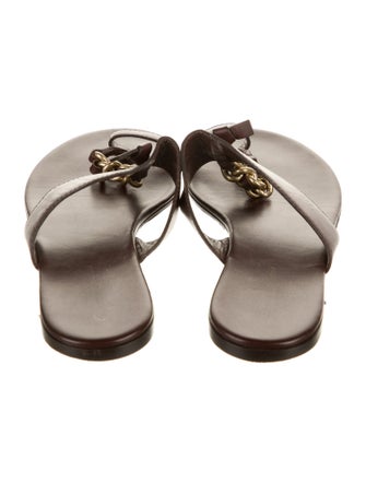 Gianvito Rossi Leather Chain-Link Accents Flip Flops
