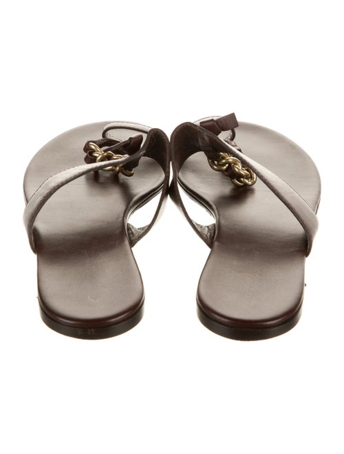 Gianvito Rossi Leather Chain-Link Accents Flip Flops