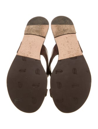 Gianvito Rossi Leather Chain-Link Accents Flip Flops