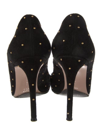 Gianvito Rossi Suede Polka Dot Print Pumps