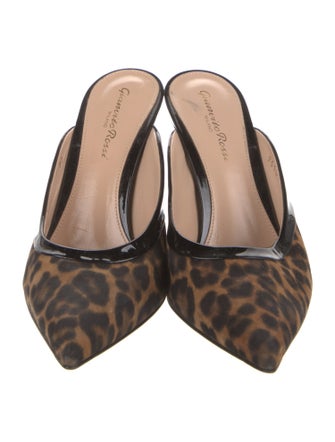 Gianvito Rossi Suede Animal Print Mules