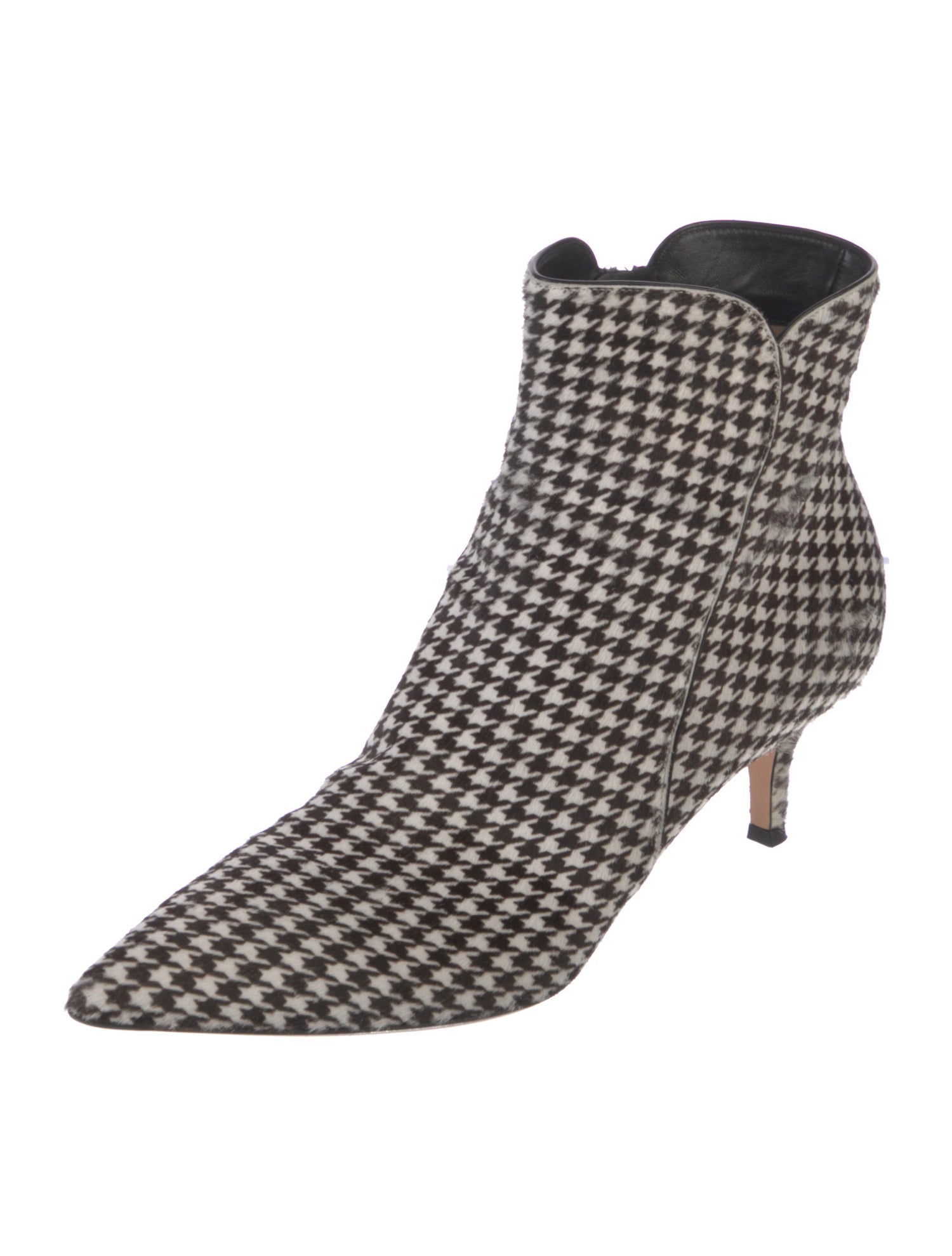 Gianvito Rossi Ponyhair Houndstooth Print Sock Boots