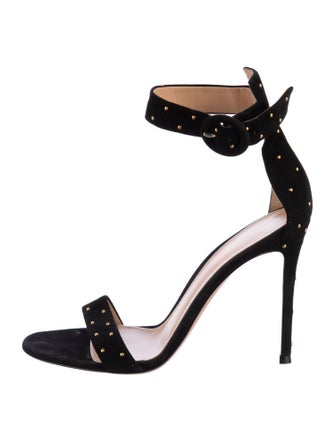 Gianvito Rossi Suede Studded Accents Sandals