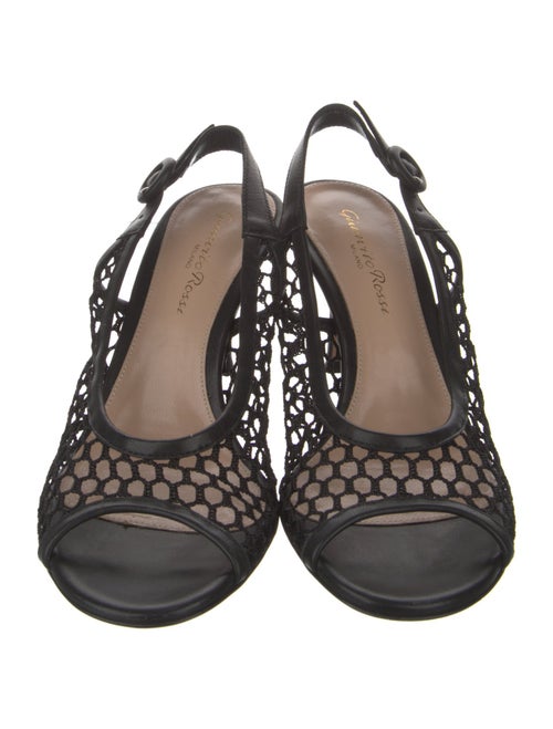 Gianvito Rossi Mesh Leather Trim Embellishment Slingback Sandals
