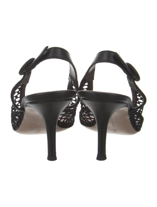 Gianvito Rossi Mesh Leather Trim Embellishment Slingback Sandals