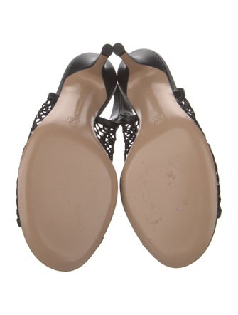 Gianvito Rossi Mesh Leather Trim Embellishment Slingback Sandals