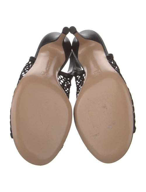 Gianvito Rossi Mesh Leather Trim Embellishment Slingback Sandals