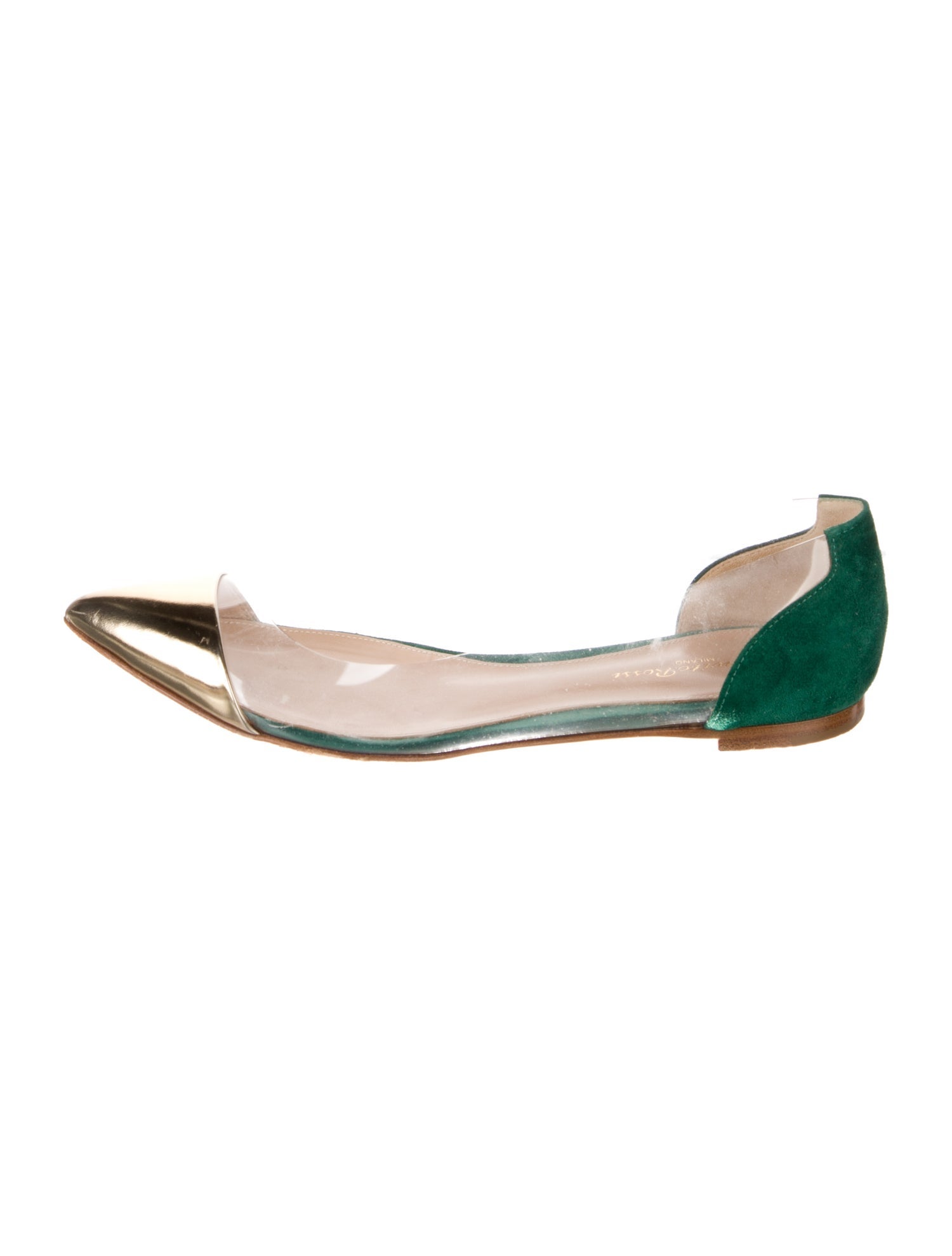 Gianvito Rossi PVC Leather Trim Embellishment D'Orsay Flats