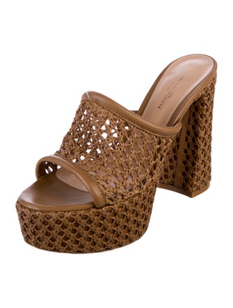 Gianvito Rossi Raffia Leather Trim Embellishment Slides