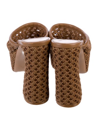 Gianvito Rossi Raffia Leather Trim Embellishment Slides