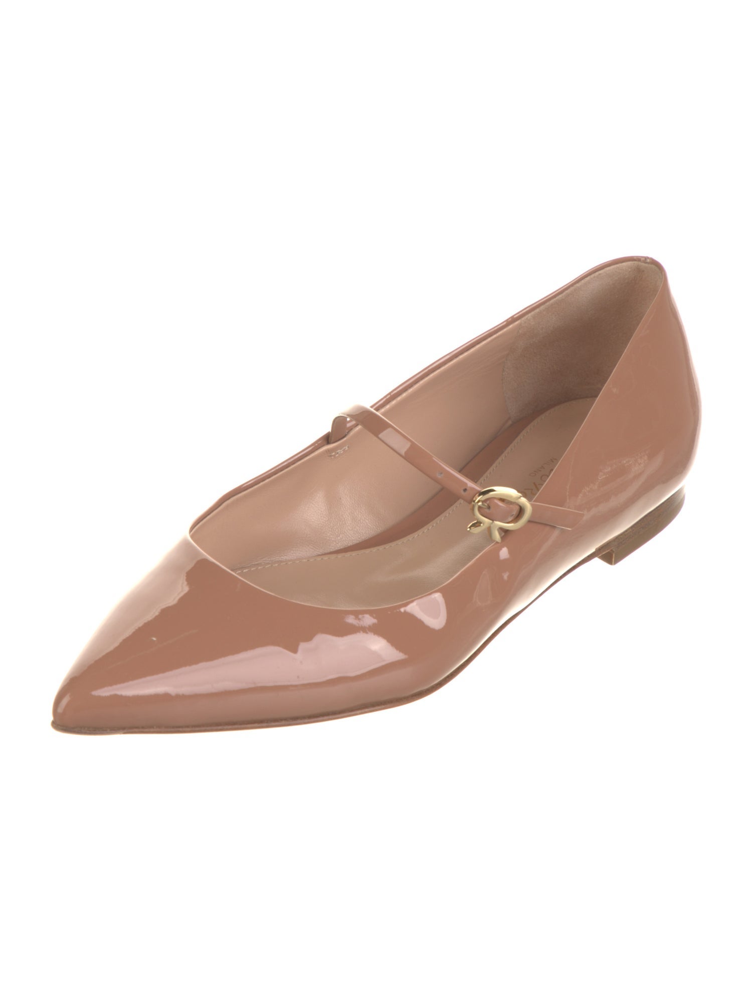 Gianvito Rossi Patent Leather Leather Trim Embellishment Mary Jane Flats