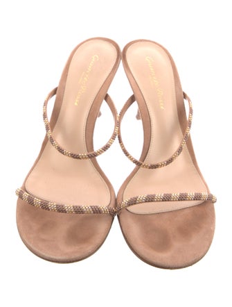 Gianvito Rossi Suede Studded Accents Slides