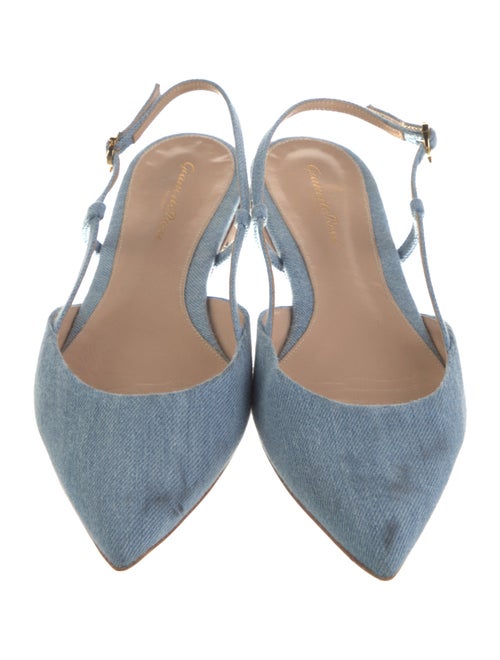 Gianvito Rossi Denim Animal Print Slingback Flats