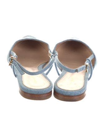 Gianvito Rossi Denim Animal Print Slingback Flats