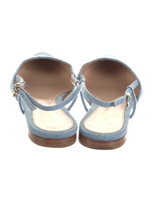 Gianvito Rossi Denim Animal Print Slingback Flats