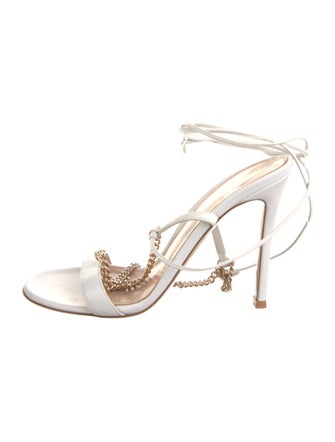 Gianvito Rossi Leather Chain-Link Accents Slides