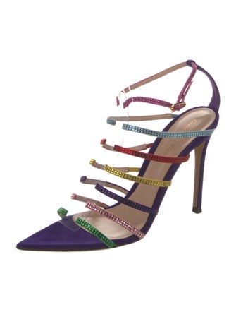 Gianvito Rossi Suede Crystal Embellishments Sandals