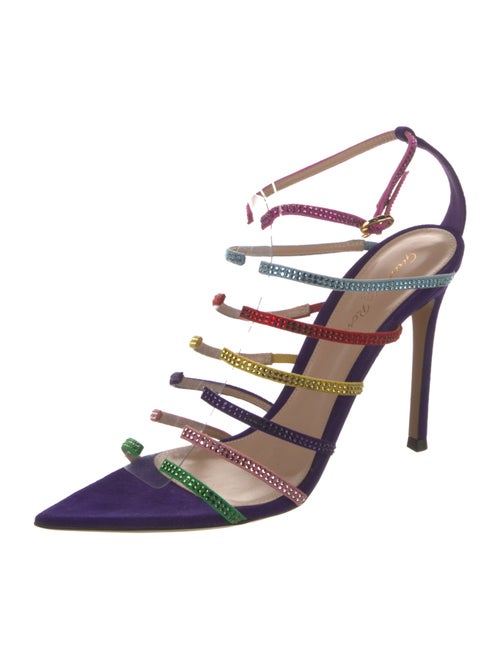Gianvito Rossi Suede Crystal Embellishments Sandals