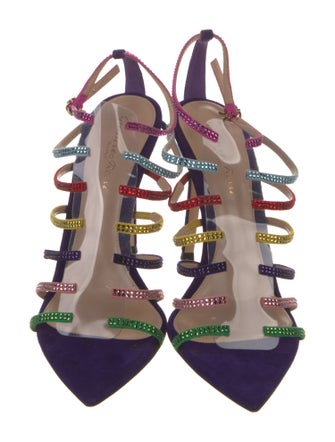 Gianvito Rossi Suede Crystal Embellishments Sandals