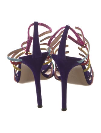 Gianvito Rossi Suede Crystal Embellishments Sandals