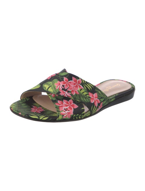 Gianvito Rossi Satin Floral Print Slides