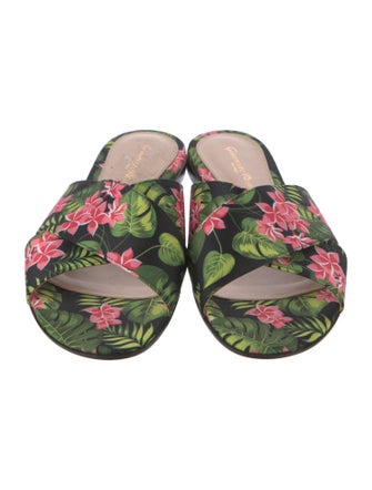 Gianvito Rossi Satin Floral Print Slides