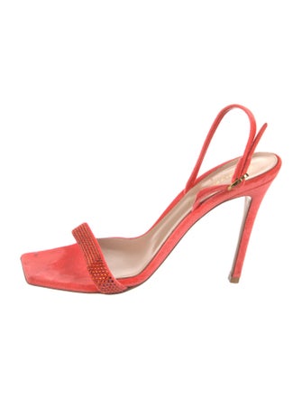 Gianvito Rossi Velvet Crystal Embellishments Slingback Sandals